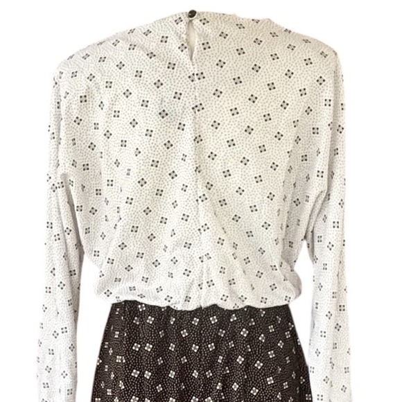 Vintage Manhattan Plaza Dress Black White Contrasting Women's 12 Modest 80s USA - Picture 5 of 8